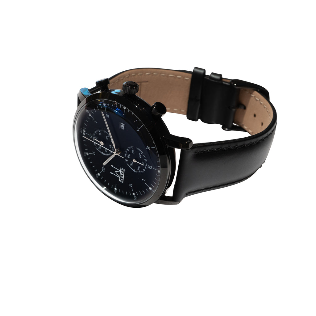 44M2 - Black with Black Case and Black Leather Strap