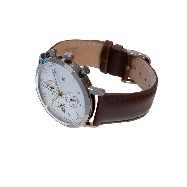 44M2 - White with Bronze Case and Dark Brown Leather Strap 