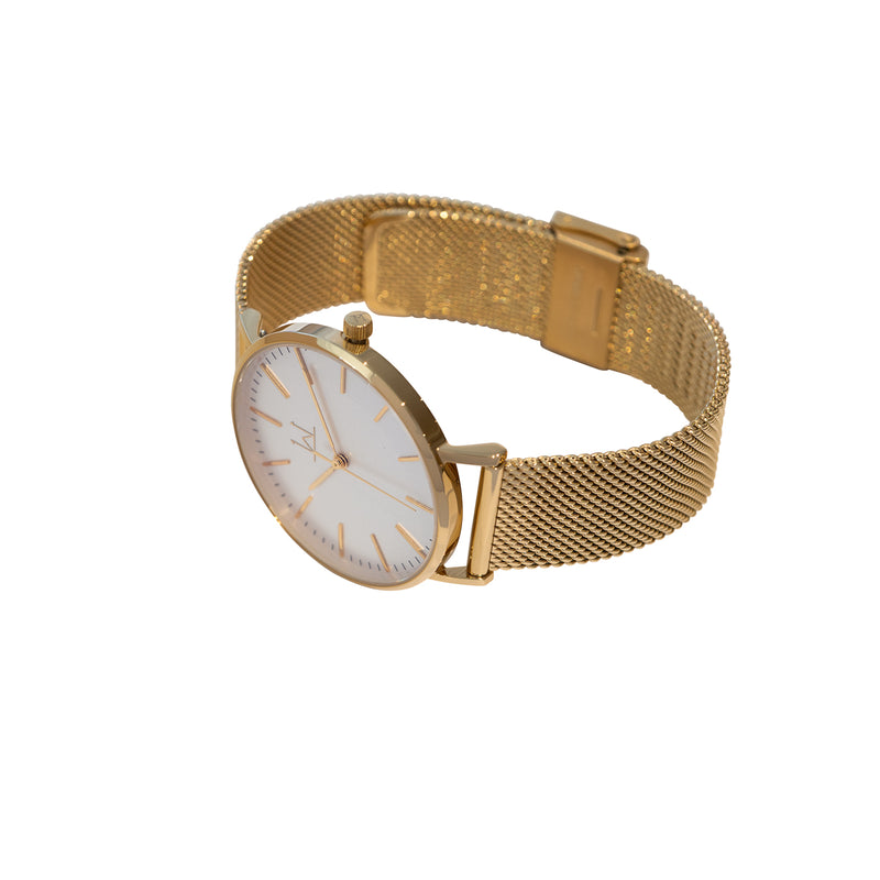 36W2 - White with Gold Case and Metal Mesh Strap