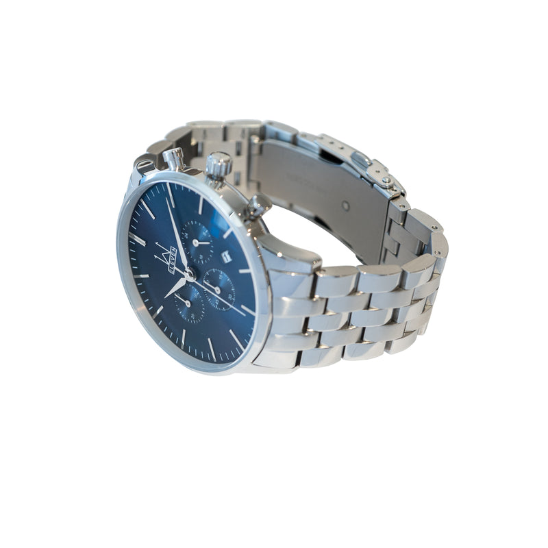 43M1 - Blue with Silver Case and Metal Link Strap
