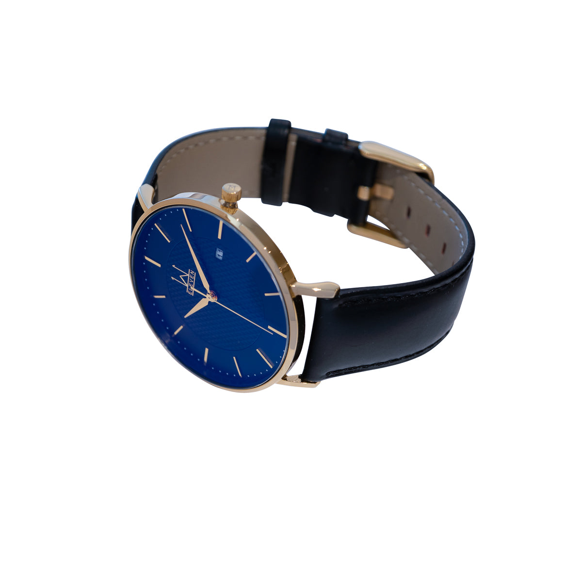 Minimalist Gold Case Watch with Black Leather Strap Men main image 2