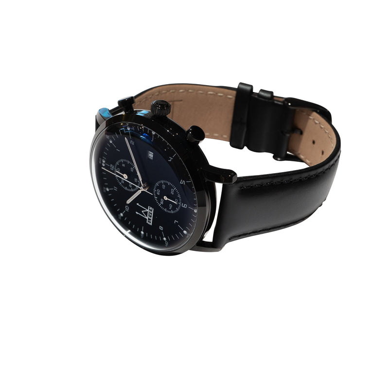 44M2 - Black with Black Case and Black Leather Strap