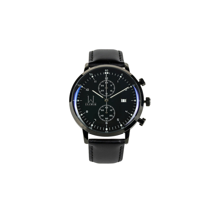 44M2 - Black with Black Case and Black Leather Strap