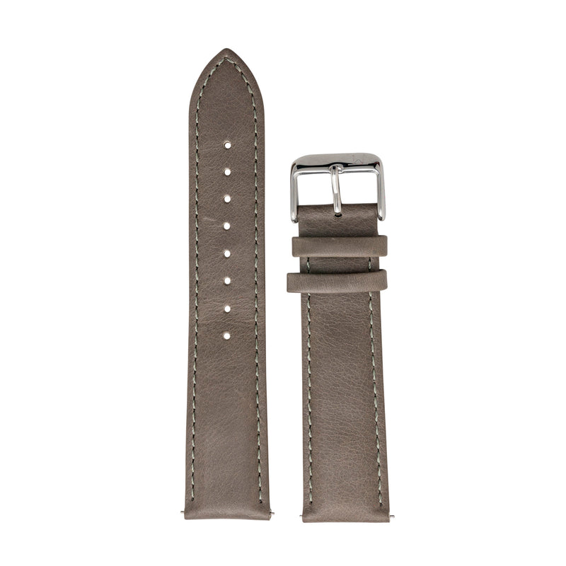 Light Charcoal Leather Strap with Silver Buckle - 20/22mm
