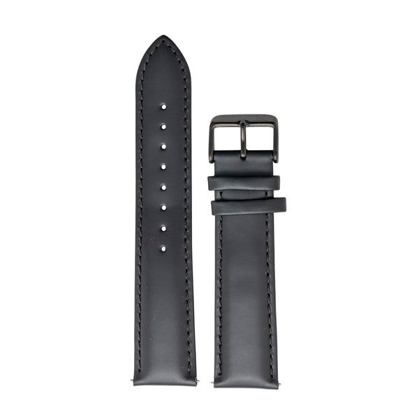 Black Leather Strap with Black Buckle - 22mm