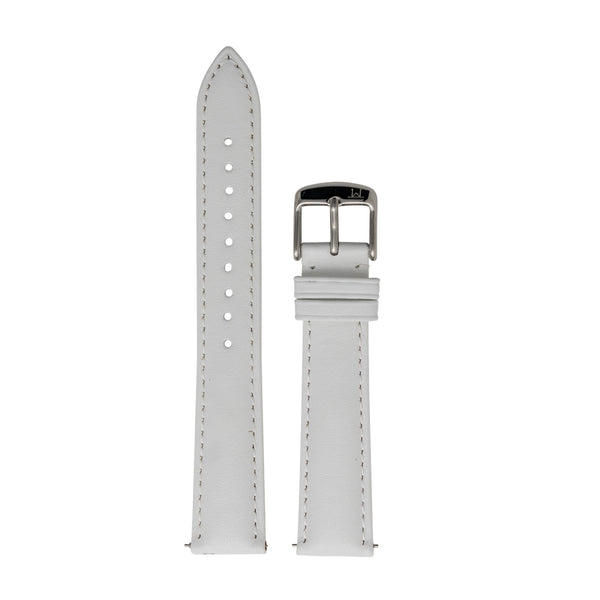 White Leather Strap with Silver Buckle - 18mm
