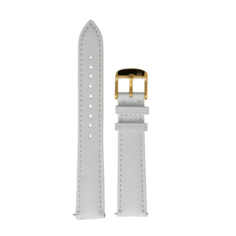 White Leather Strap with Gold Buckle - 18mm
