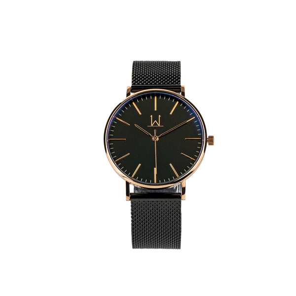 36W2 - Black with Rose Gold Case and Metal Mesh Strap