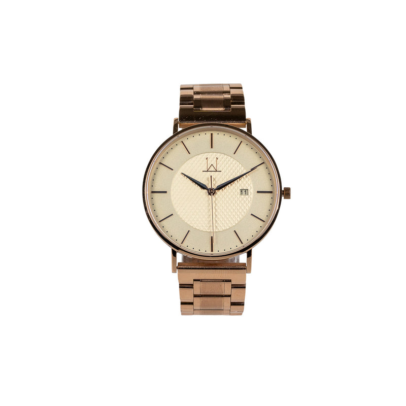 40W3 - White with Rose Gold Case and Metal Link Strap