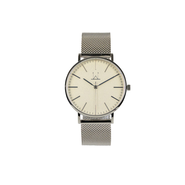 36W2 - White with Silver Case and Metal Mesh Strap