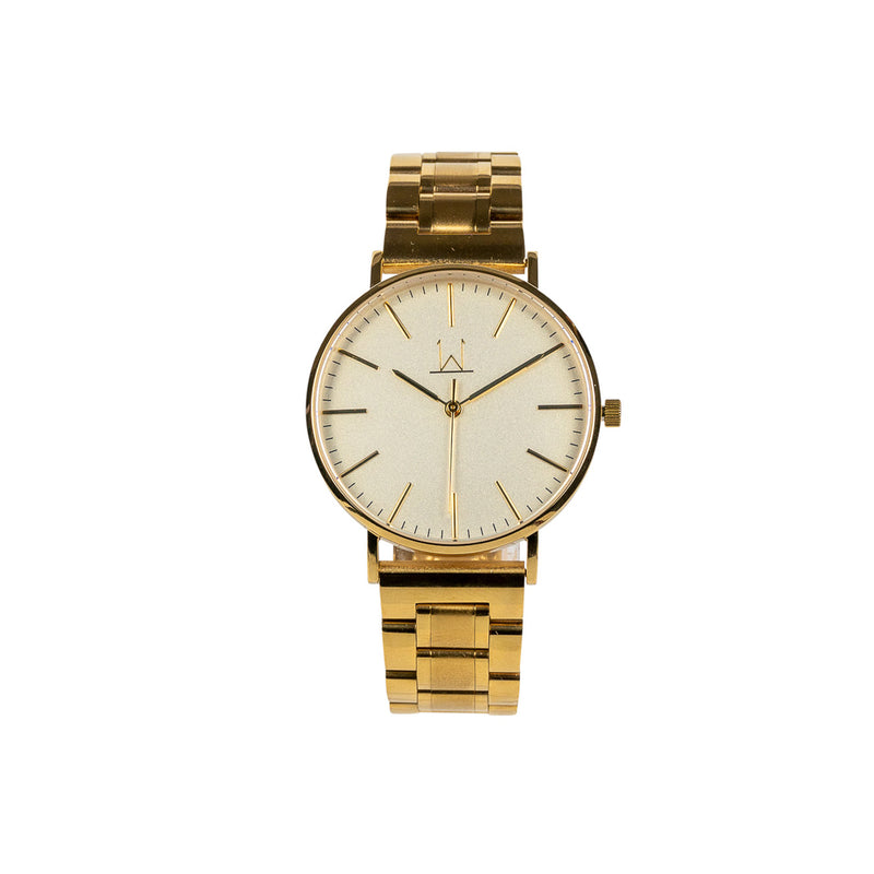 36W2 - White with Gold Case and Metal Link Strap