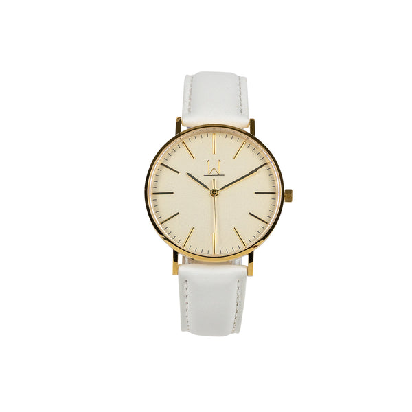 36W2 - White with Gold Case and White Leather Strap