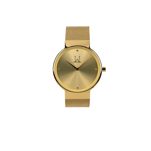 39W1 - Gold with Gold Case and Metal Mesh Strap