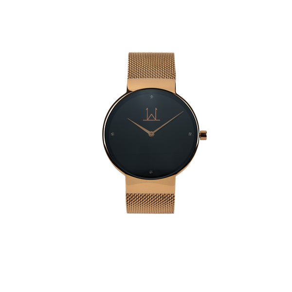 39W1 - Black with Rose Gold Case and Metal Mesh Strap