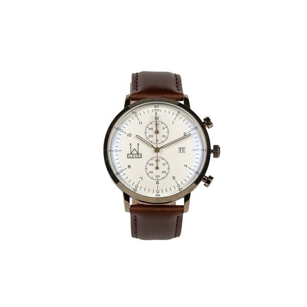 44M2 - White with Bronze Case and Dark Brown Leather Strap