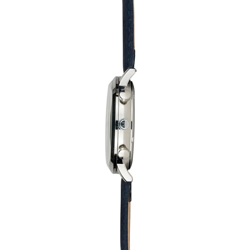 44M2 - White with Silver Case and Blue Suede Strap