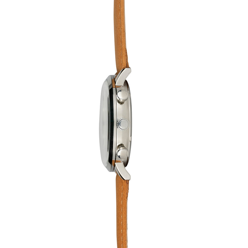 44M2 - White with Silver Case and Tan Suede Strap