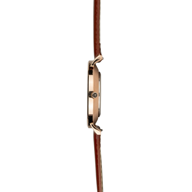 40W3 - White with Rose Gold Case and Brown Leather Strap