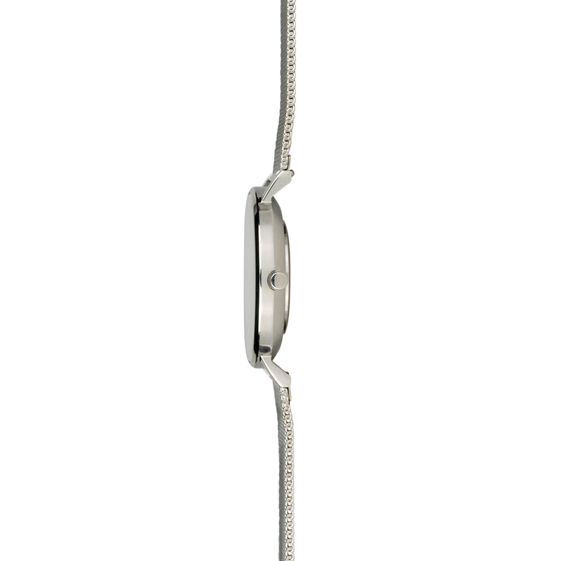 36W2 - White with Silver Case and Metal Mesh Strap