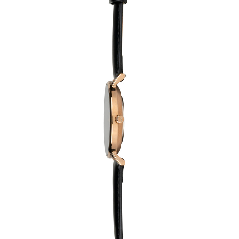 36W2 - Black with Rose Gold Case and Black Leather Strap