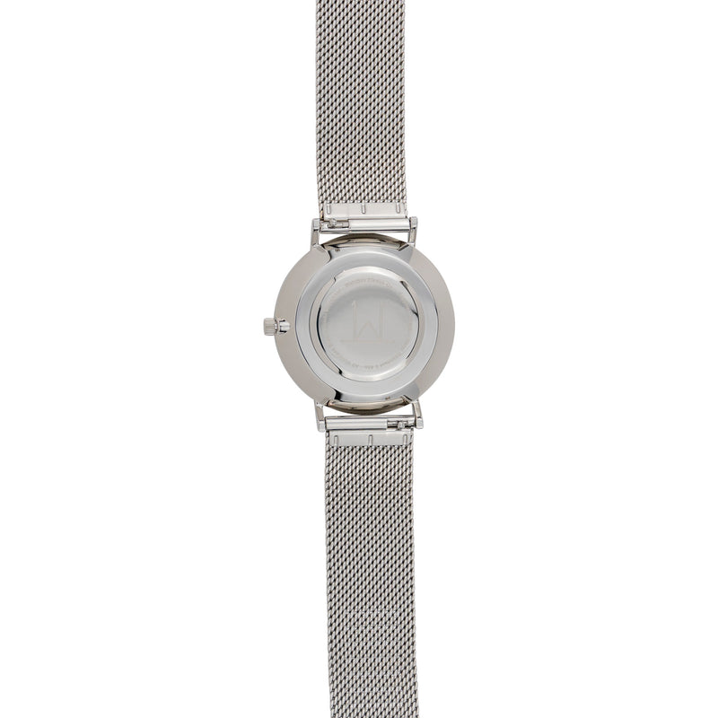 36W2 - White with Silver Case and Metal Mesh Strap