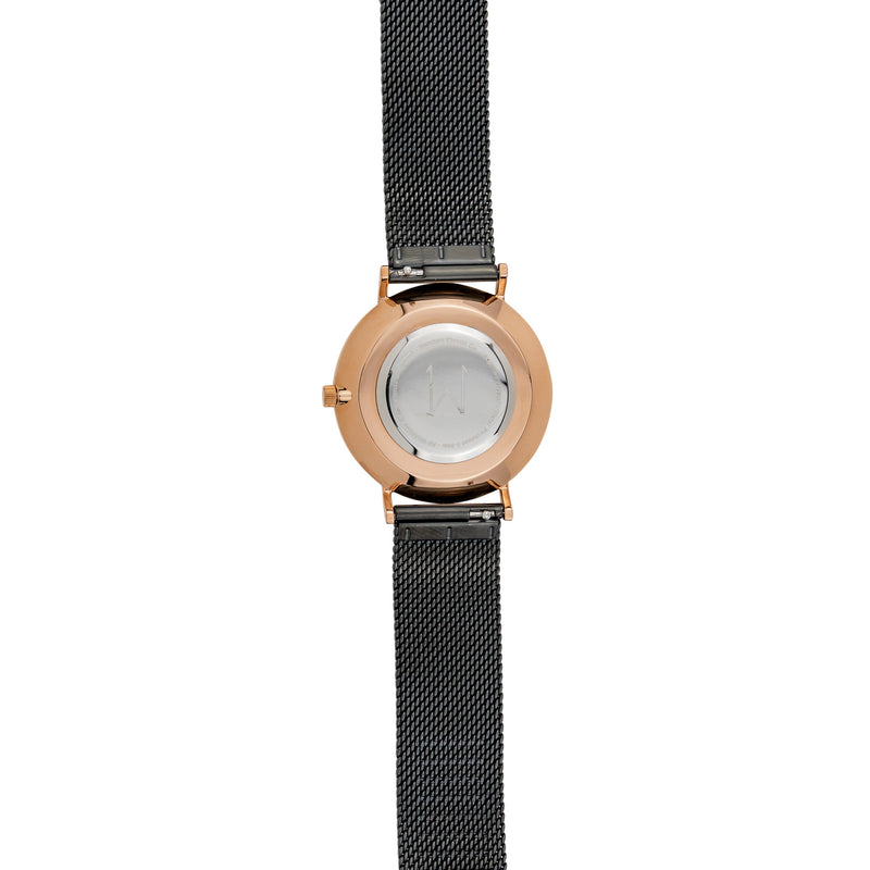 36W2 - Black with Rose Gold Case and Metal Mesh Strap