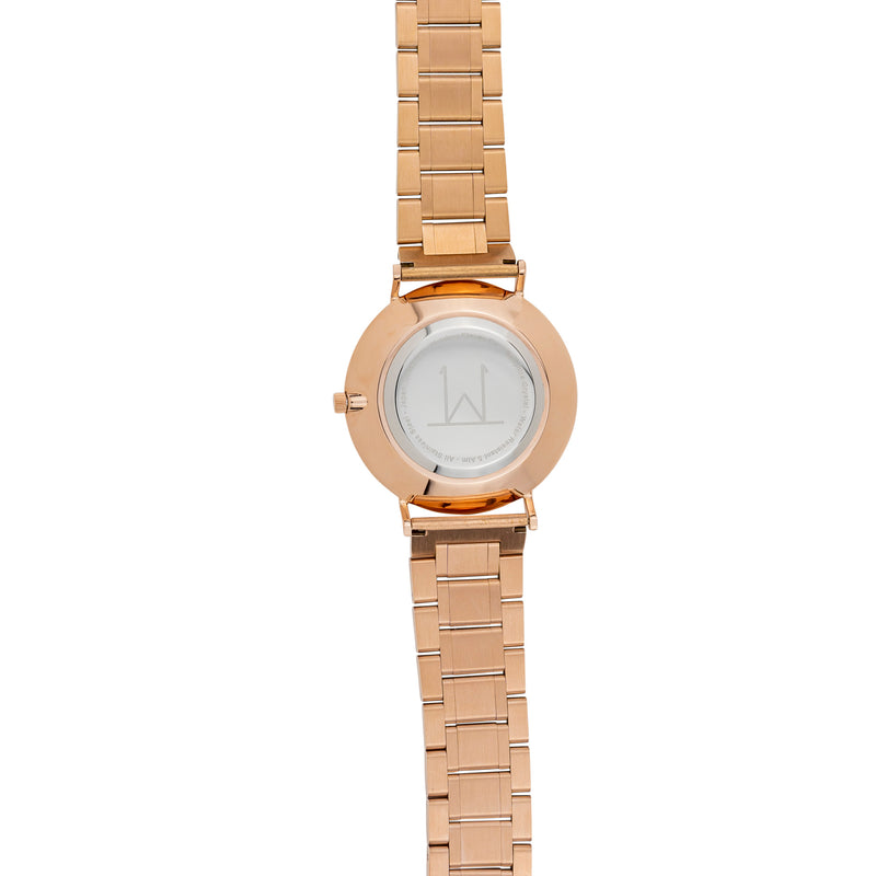 40W3 - White with Rose Gold Case and Metal Link Strap
