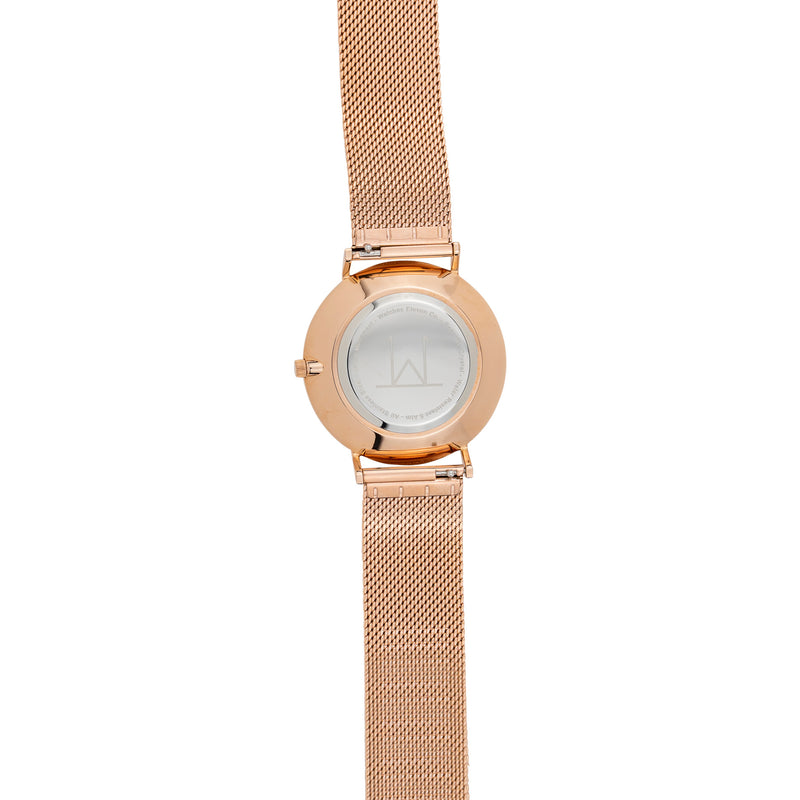 40W3 - White with Rose Gold Case and Metal Mesh Strap