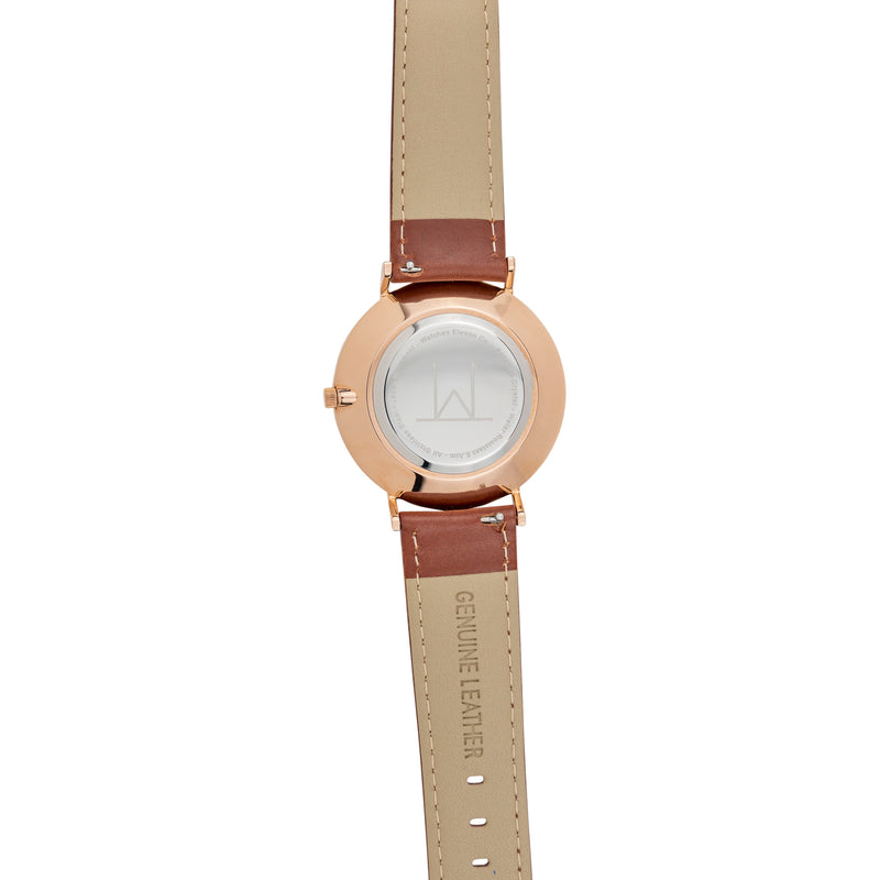 40W3 - White with Rose Gold Case and Brown Leather Strap