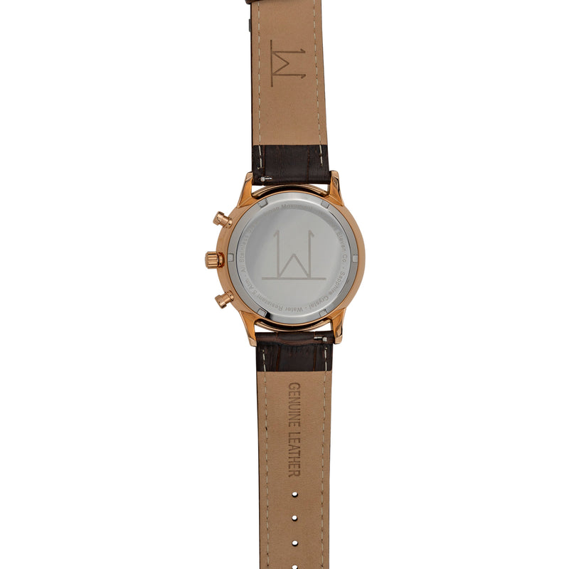 43M1 - Black with Rose Gold and Brown Croc Style Leather Strap