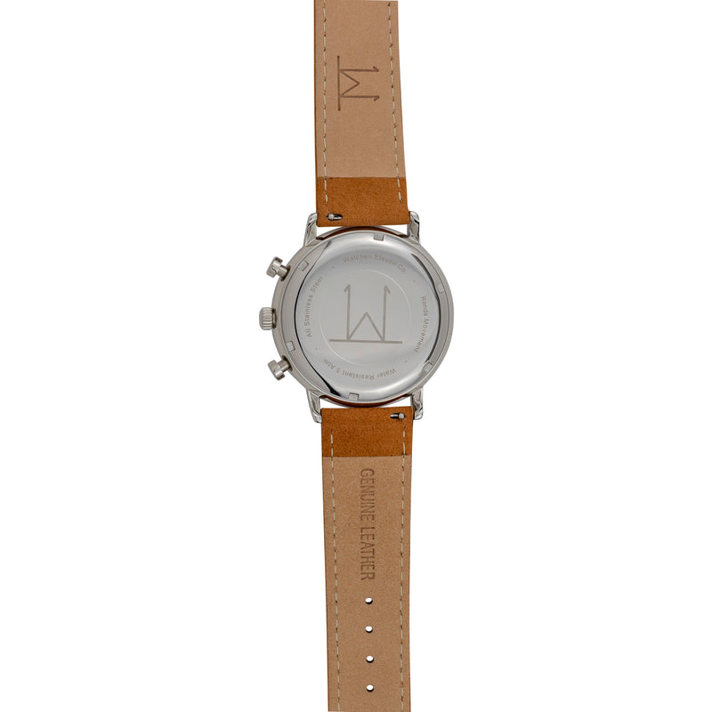 44M2 - White with Silver Case and Tan Suede Strap