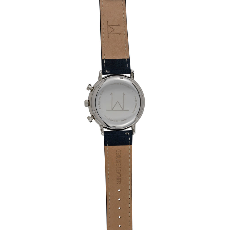 44M2 - White with Silver Case and Blue Suede Strap